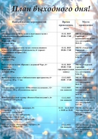 &quot;План выходного дня 13.12 - 14.12.2025&quot;