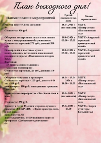 План выходного дня